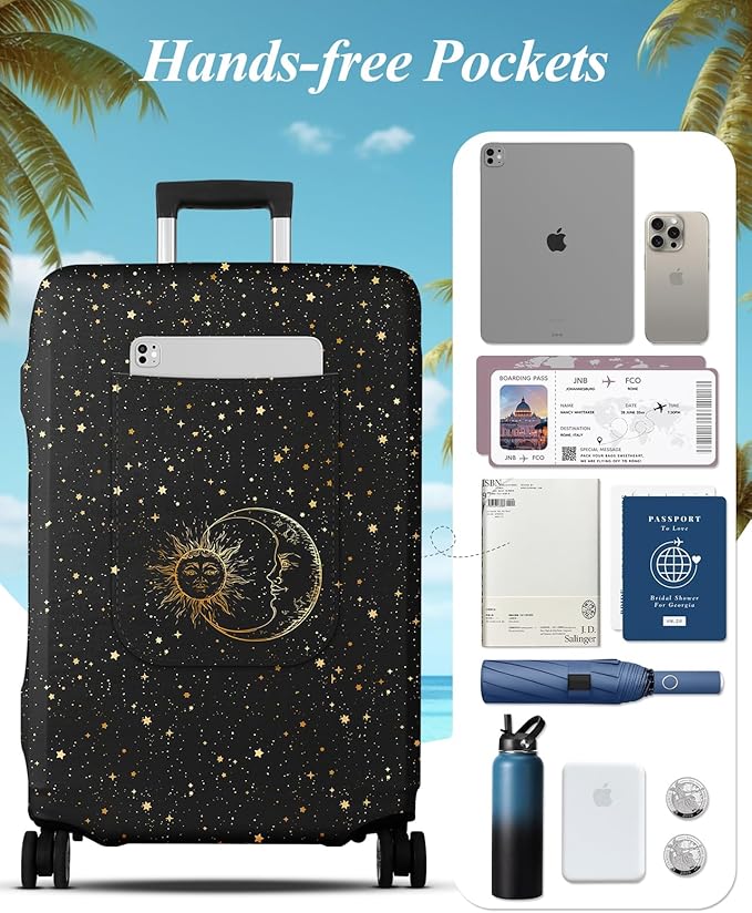 Slohif Luggage Cover for Suitcase Tsa Approved Protector - Luggage Sleeve Large Suit Case Cover Travel Stretch Baggage Case Protective Washable Fit 28-30 Inch Sun L