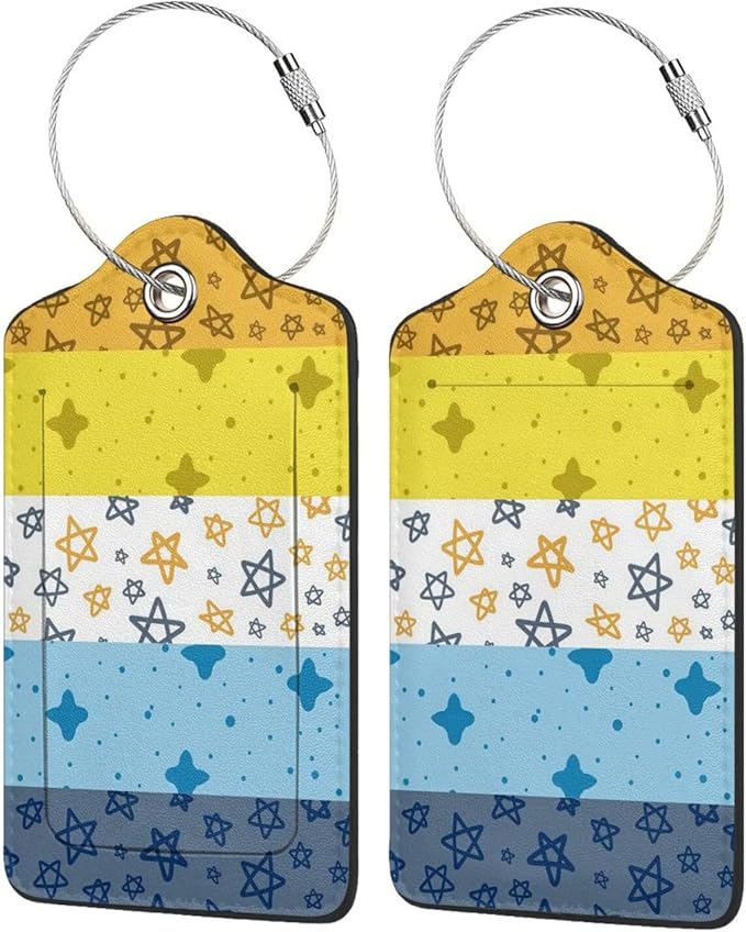 Fun Luggage Tags for Suitcases Leather Name Tag for Luggage Cute Travel Baggage Tags for Carnival Cruise Ships with Funny Patter 2pcs (Star)