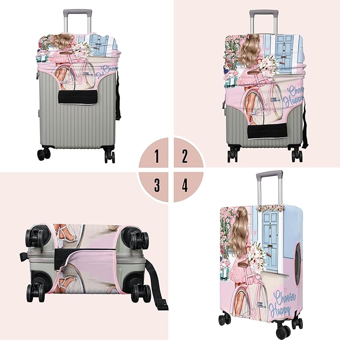 Travel Luggage Cover Suitcase Protector Fits 18-32 Inch Wheel Covers PatternedTravel Related Items Flower Luggage Protector Elastic XL
