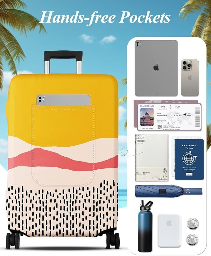 Slohif Luggage Cover for Suitcase Tsa Approved Protector - Luggage Sleeve Large Suit Case Cover Travel Stretch Baggage Case Protective Washable Fit 21-23 Inch Patchwork S