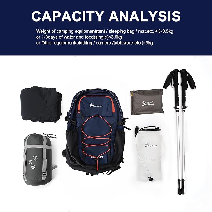 MOUNTAINTOP Hiking Backpack,25L Camping Backpack, Men Women Hiking Daypack Lightweight Travel Backpack for Camping Climbing Skiing Cycling