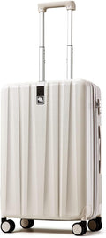 Hanke 20 Inch Carry On Luggage 22x14x9 Airline Approved Lightweight PC Hard Shell Suitcases with Wheels Travel Luggage Rolling Suitcase Travel Luggage Bag Christmas Gifts for Birthday(Ivory White)