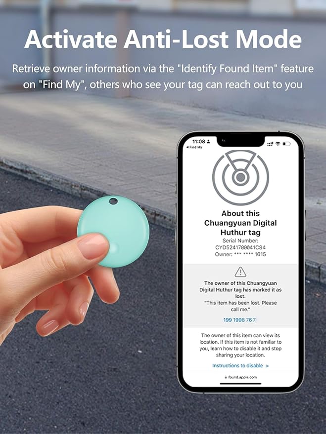 Tracker Tags, Item Finder Work with Apple Find My (iOS Only), Tracking Device Locator Smart Tag for Luggage, Keys, Wallet, Bike, Pets, Bags (Blue, 1 Pack)