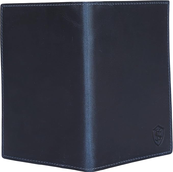 STAR VISTA Albatross Leather Travel Passport Holder, Minimalist Design, Full Grain Leather Case for Women and Men - Slim Passport Wallet, Bifold, RFID Blocking, Navy Blue