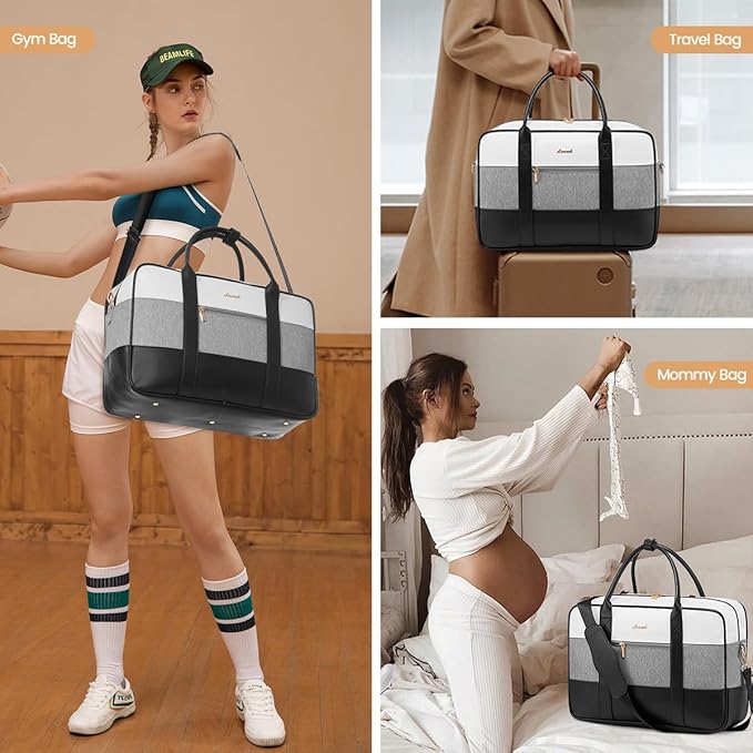LOVEVOOK Weekender Travel Duffel - Personal Item Duffle Bags for Women with Laptop Compartment, Overnight Bag with Toiletry Bag, Yoga Gym Bag with Wet Pocket, Hospital Bag for Labor and Delivery