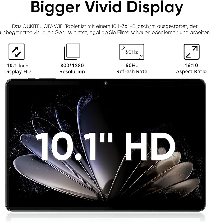 Tablet 10 Inch Android Tablets | with 10GB RAM + 64GB ROM (1TB Expand) | Octa-Core | 1280x800 IPS HD Touchscreen | Dual Camera | 6000mAh. Tablet with Keyboard (Blue)