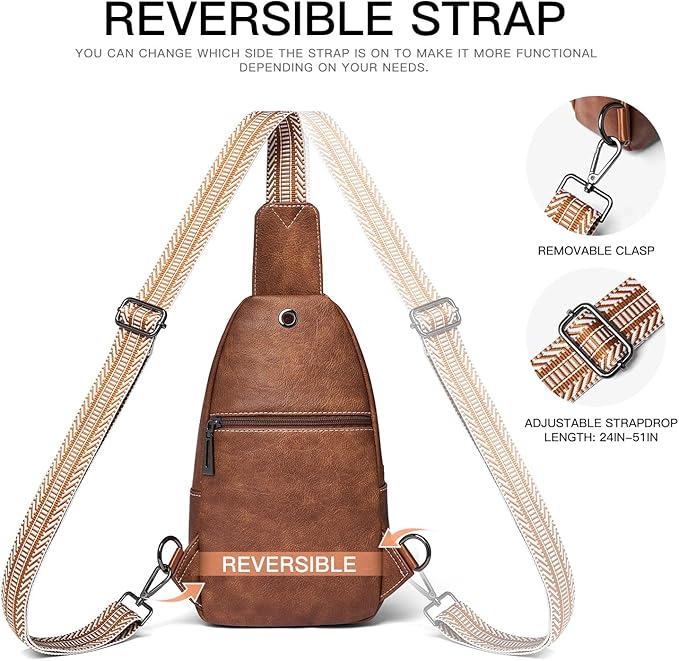 7L Sling Bag for Women Men Leather Small Sling Backpack Daypack Anti Theft Fanny Pack Crossbody Purse Travel