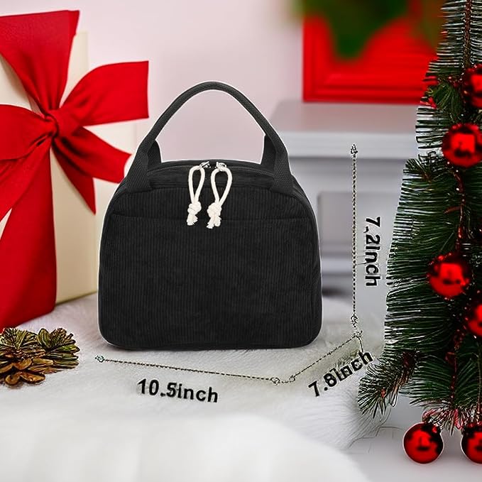 Bluboon Lunch Bag for Women Men Cute Corduroy Lunch Tote Bags Reusable Insulated Lunch Box Large Capacity Reusable Insulated Cooler for Work Picnic or Travel