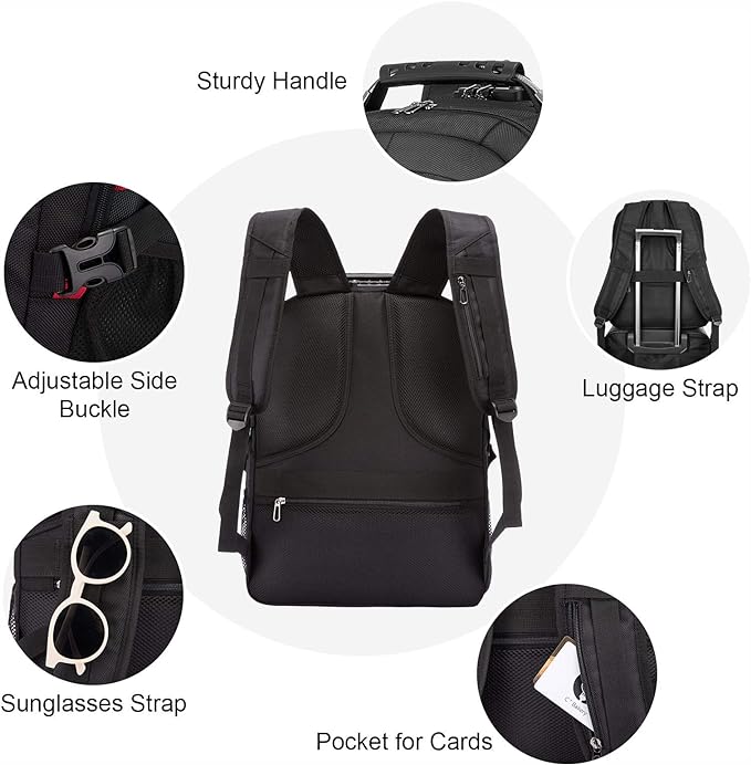 LOVEVOOK Large Backpack for Men 18 inch Heavy Duty Backpack Big Travel Backpack Large Capacity Laptop Backpack with USB Port Waterproof for Business Work (18.4 inch,Black)