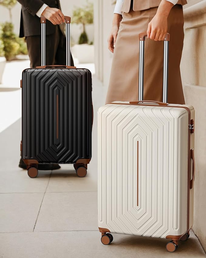 Luggage Sets 3 Piece Hardside Suitcase with Double Spinner Wheels Durable Lightweight Shell with Tsa Lock (20/24/28in) White