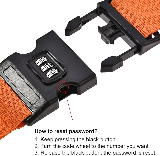 uxcell Luggage Straps Suitcase Belts with Buckle, Combination Lock, Adjustable Travel Packing Accessories