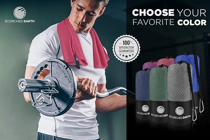 ScorchedEarth Microfiber Travel & Sports Towel Set (Rose Pink) - XL Set (39x70.5 & 12x24)