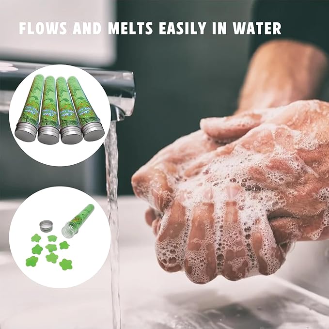 Flower Paper Soap Sheets (Pack of 4) - Portable Disposable Travel Paper Soap Confetti - Foaming Hand Washing Scented Soap Flakes for Indoor, Travel, Camping, Hiking, Outdoor, (Green)