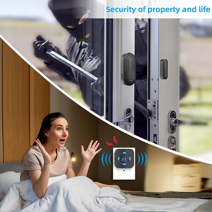 Door Sensor Chime When Door Opens, Door Entry Chime for Business/Home/Office/Store,500 FT Range,26 Chimes 5 Adjustable Volume Door Ringer Alert Black