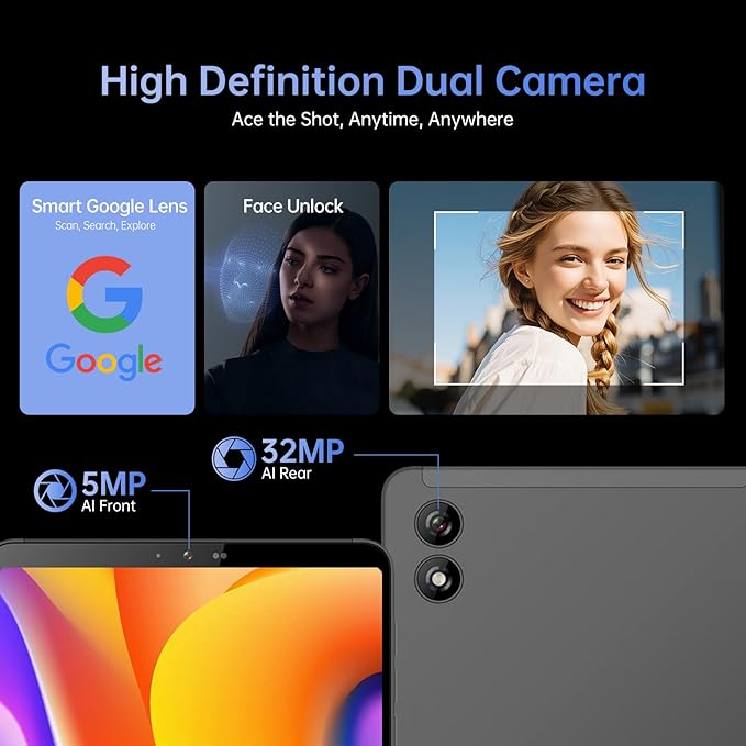 Android Tablet, 8.4 inch Android 14 Snapdragon 685 Processor, 12GB RAM 128GB ROM 1200*1920 IPS HD Touchscreen, 2.4G+5G Wi-Fi 6050mAh Battery Powerful Performance Tablet, 5MP+32MP Dual Cameras