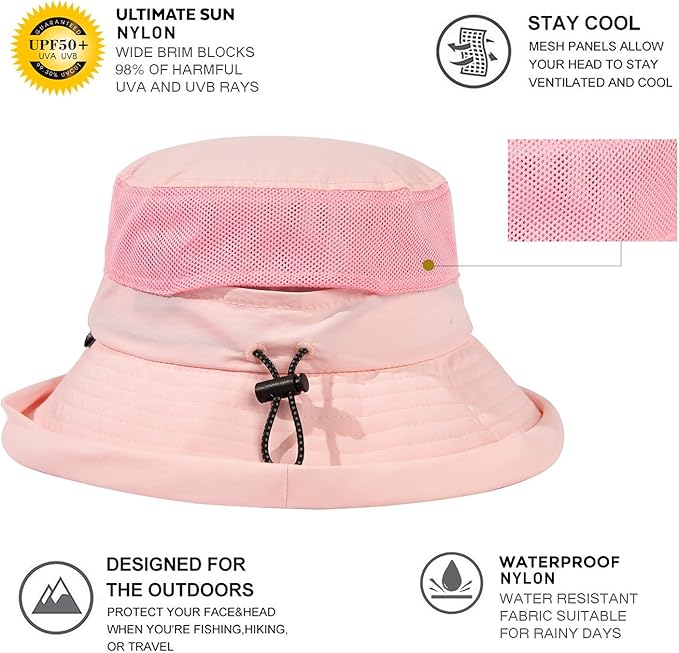 TOP-EX XL/XXL Women’s Wide Brim Bucket Sun Hat with Ponytail Hole UPF 50 Summer Packable Sunhat for Travel Beach Outdoor