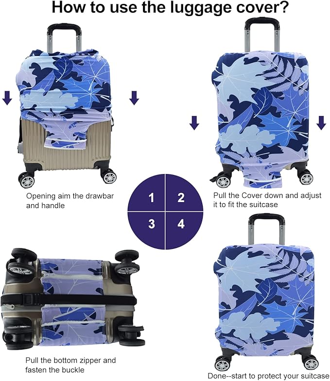 Travel Luggage Cover, Suitcase Protector Bag Fits 22-24 Inch Luggage Bluemaple