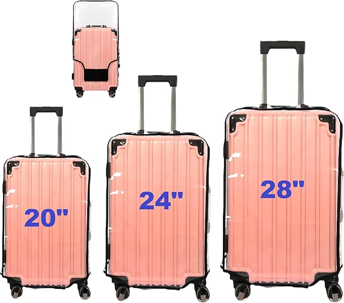 Clear PVC Suitcase Cover Protectors Transparent Luggage Covers Waterproof Wheeled Suitcase Dust Cover Dustproof Travel Luggage Sleeve Protector 3PCS (Thickened)