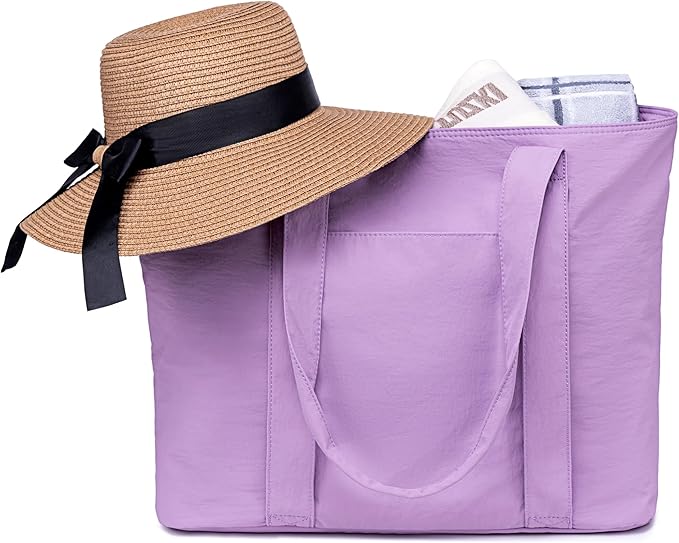 LEDAOU Beach Bags for Women, Beach Bags Waterproof Sandproof, Packable Beach Tote Bag with Zipper Travel Sports