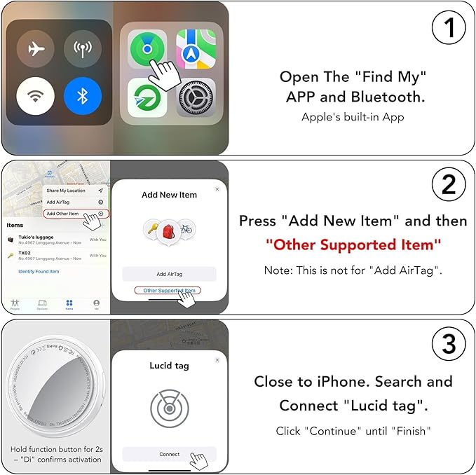 2025 New [Apple MFi Certified] (iOS Only) Air Tracker Tag-1 Pack, Bluetooth Tracker for Apple Find My, Replaceable Battery, Key Finder and Item Locator Smart Tag for Keys, Bags, Luggage, Pets, (White)