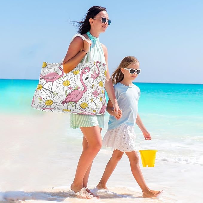 senya Large Beach Bags Totes Canvas Tote Shoulder Bag Soft Wave Water Resistant Bags for Gym Travel Daily Ocean