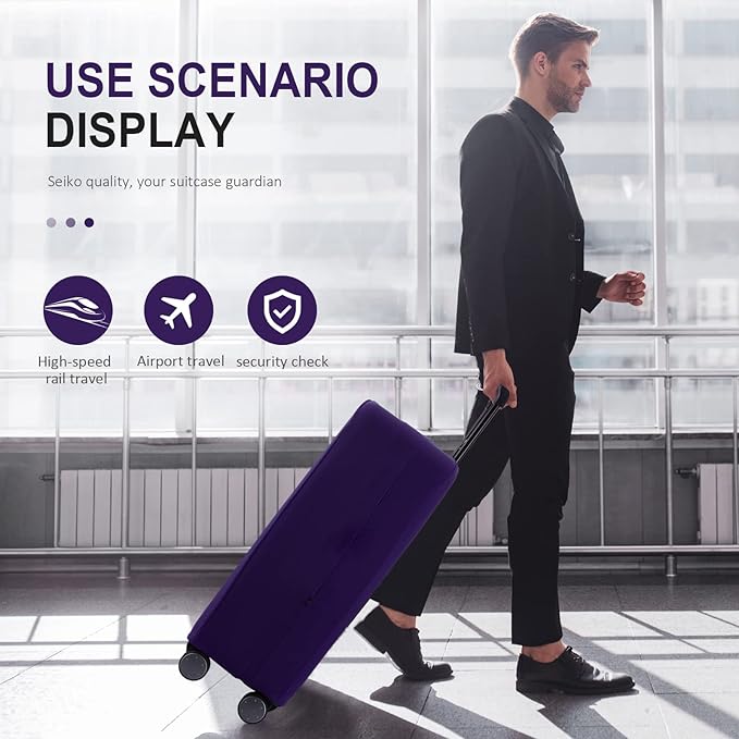 Travel Luggage Cover Suitcase Protector Scratch-Resistant Fit 19-31 Inch Suitcase, Not Included Suitcase (Purple, M(24-25 inch))