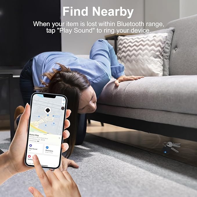 Bluetooth Tracker Tag 4 Pack, Work with Apple Find My (iOS Only, Not for Android), Item Finder for Keys, Backpack, Suitcase, Wallet, Luggage