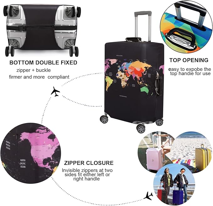 MosaiRudo Thicker Luggage Cover Elastic Suitcase Cover Protector Fits 18-32 Inch Suitcase Travel Accessories (TKM0071, M)