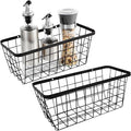 2 Pack Hanging Wall Basket Organizer Over the Cabinet Door Wire Baskets for Organizing -Space-Saving Hanging Baskets for Organizing Wall Mount Storage,No Drilling Adhesive Wall Storage Basket, Black