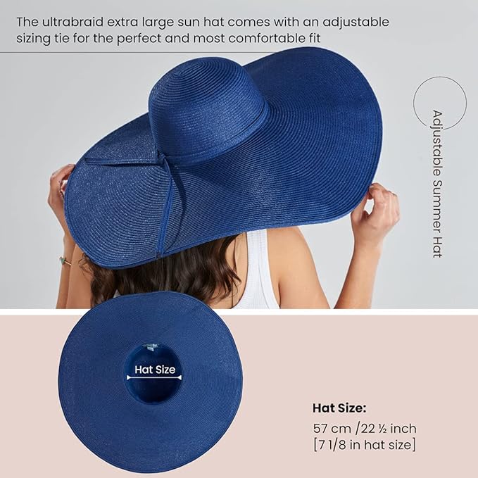 San Diego Hat Company Women's Ultrabraid X-Large Brim Hat, Adjustable Sun Hat with UPF 50+