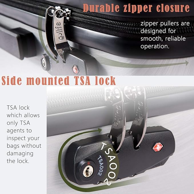 Coolife Luggage Expandable Suitcase PC+ABS 3 Piece Set with TSA Lock Spinner 20in24in28in