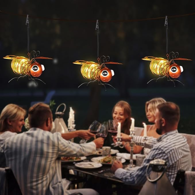 Bee Solar Outdoor Hanging Lantern Creative Small Sculpture Lights Durable Waterproof Lamp Suitable for Festivals Garden Decor Birthday Gifts for Grandma Mom Women Girl