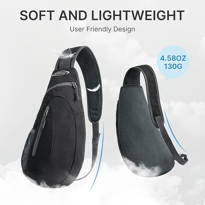 G4Free Sling Bag for Men Women, Small Crossbody Backpack Lightweight Chest Shoulder Bags for Travel, Outdoor and Sports (Dark Grey)