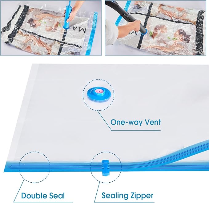 Extra Large Moving Bags Heavy Duty Space Saver Vacuum Storage Bag Vacuum Seal bags for Clothing Travel Packing bag Blue Bag for Moving Vaccine Sealed Blue Storage Bags (12 Pack)
