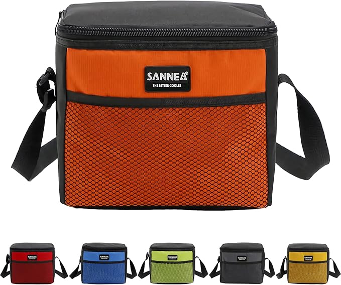 6 Can/5L Lunch Bag for Women Men Portable Lunch Box Small Cooler Bag Soft Collapsible Reusable Insulated Lunch Tote for Everyday Work Travel (Orange)