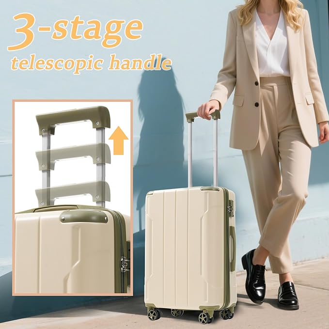 Merax 24 Inch Expandable Checked Luggage, Hardshell ABS Medium Suitcase with Spinner Wheels, TSA Lock, Lightweight Travel Suitcase for Long Trips and Vacations