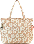 LEDAOU Large Beach Tote Bag Women Waterproof Sandproof Zipper Beach Tote Bag for Pool Gym Grocery Travel with Wet Pocket