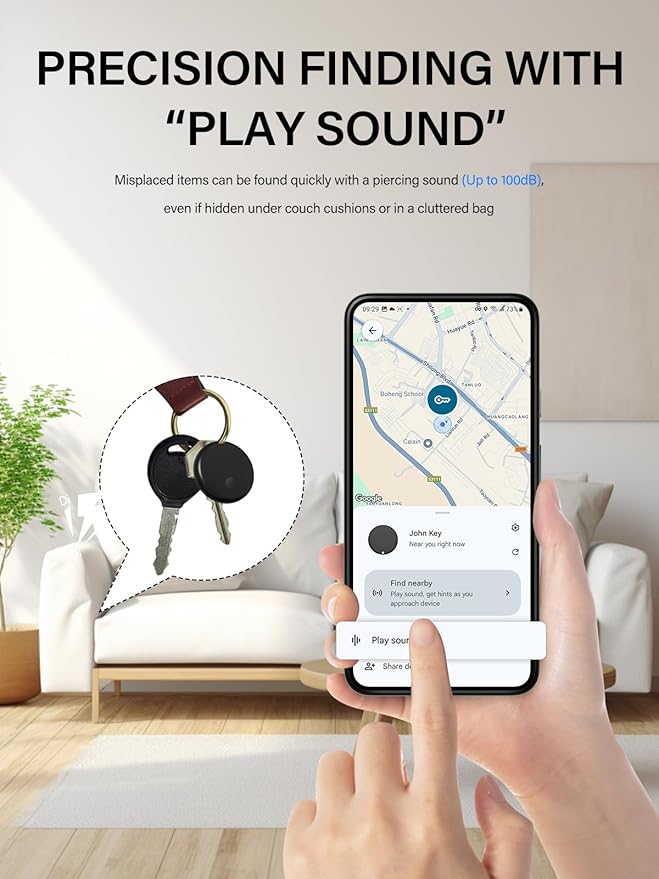 Android Tracker Tags, Works with Google Find My Device App (Android only), Key Finder Item Locator Tracking Device Smart Tags for Luggage, Wallet, Vehicles, Keys (Multi-Color, 4 Pack)