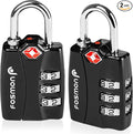 Fosmon TSA Approved Locks for Luggage. Suitcase Locks with Open Alert Indicator, 3 Digit Combination Padlock with Alloy Body for Travel, Backpack Zipper Anti Theft, Locker, Gym, Gun Case, Tent- 2 Pack