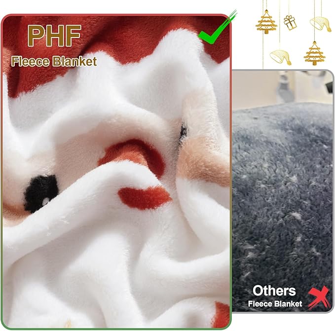 PHF Printed Fleece Blanket Twin Size, No Shed No Pilling Ultra Soft Plush Cozy Xmas Prints Theme Home Décor Flannel Blanket for Bed, Sofa, Couch and Gift, 66" x 90", Christmas Island