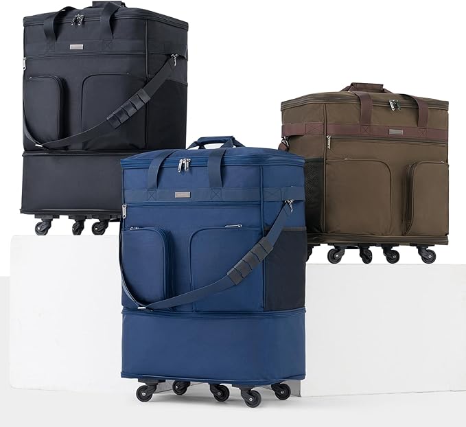 Hanke Expandable Collapsible Luggage with Wheels Suitcase Luggage Rolling Travel Bag Duffel Bag for Men Women Lightweight Suitcase Large Capacity Luggage with Spinner Wheel (Black)