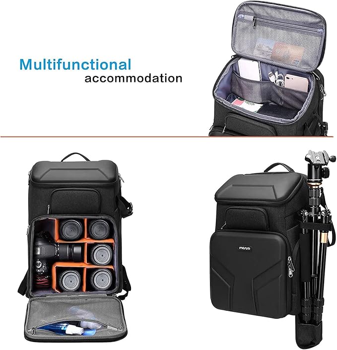 MOSISO Camera Backpack,DSLR/SLR/Mirrorless Photography Waterproof 17.3 inch Camera Bag with Front Hard Shell&Laptop Compartment&Tripod Holder&Rain Cover Compatible with Canon/Nikon/Sony, Space Gray