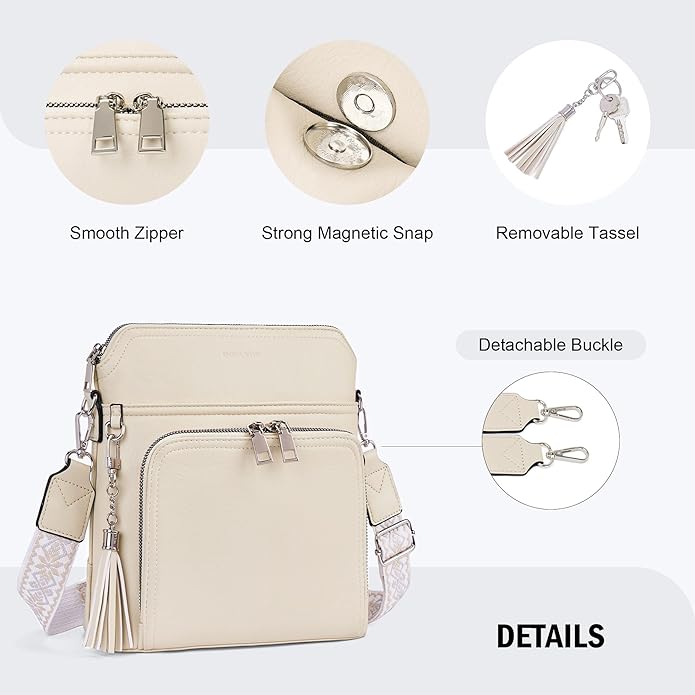 Crossbody Purse for Women,Lightweight Medium Crossbody Bag Soft Leather Women's Shoulder Handbags with Tassel