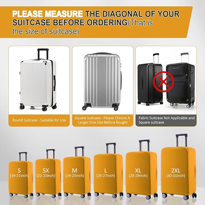 Travel Luggage Cover Suitcase Protector Scratch-Resistant Fit 19-31 Inch Suitcase, Not Included Suitcase (Yellow, L(26-27 inch))