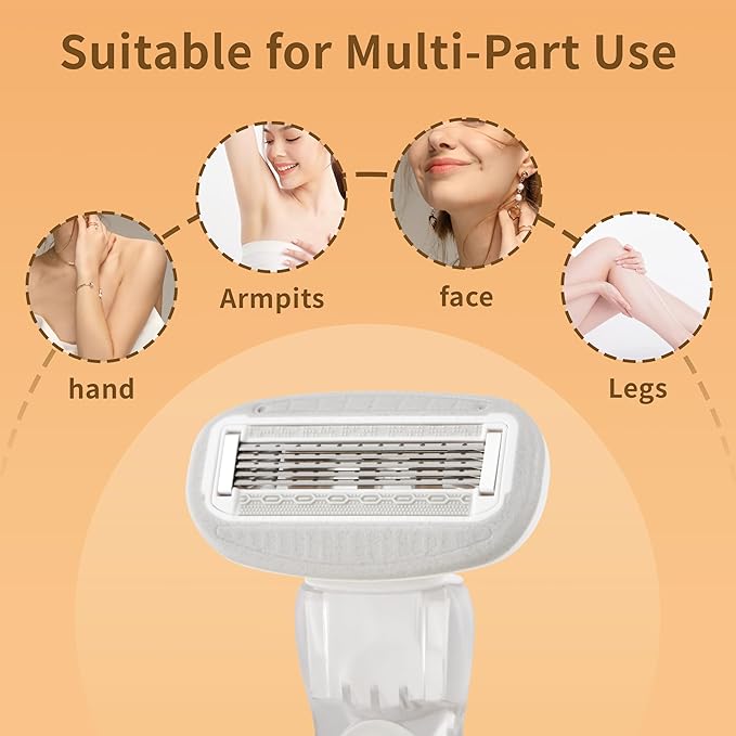 Mini Razors for Women, Extra Smooth On The Go Razor with 1 Travel Case + 1 Handle + 5 Blade Refills + 1 Gift Box, 5 Blades Portable Body Razor for Shaving and Hair Removal (White)