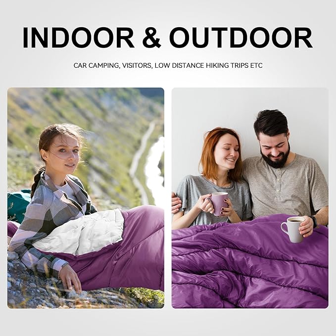 Sleeping Bags for Adults Cold Weather,Portable, Waterproof,Lightweight Camping Sleeping Bag for Tall Girls Boys with Compression Sack for Warm Camping, Hiking, Outdoor & Indoor