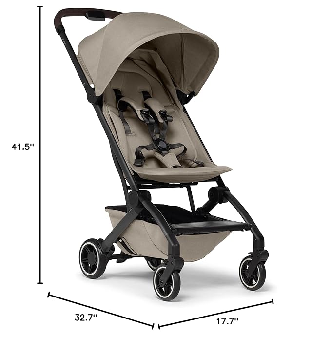 Joolz AER+ Lightweight & Compact Travel Stroller - Portable One-Hand Fold Design - Ergonomic Seat for Infant & Toddler (up to 50 lb) - XXL Sun Hood - Stroller for Airplane -Travel Pouch - Sandy Taupe
