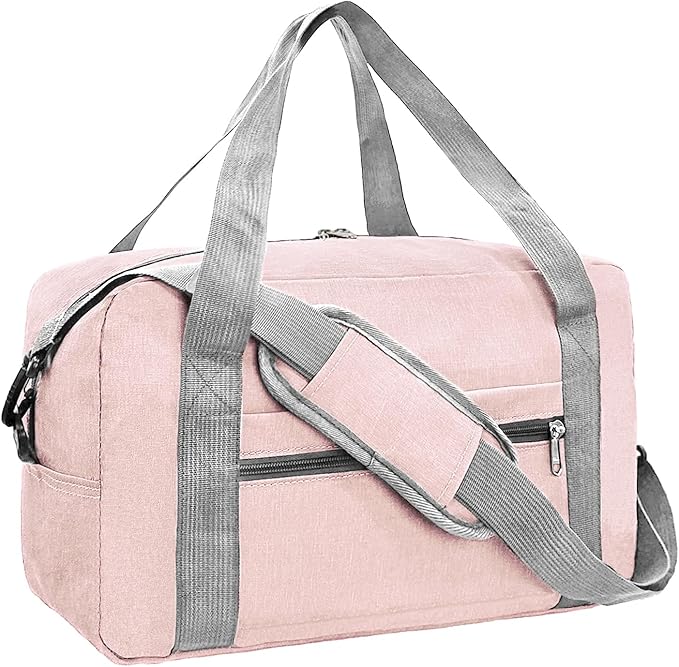 15 Inch Small Carry On Bags for Airplanes Spirit Airlines Personal Item Bag Underseat Foldable Travel Duffle Gym Bags for Women Men(20L,Pink)