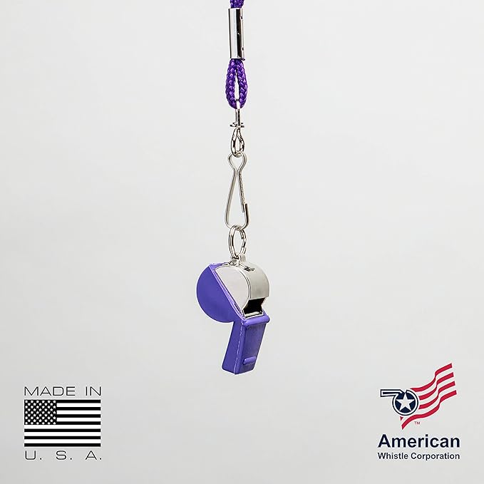 American Whistle Corporation American Classic Whistle - 126 db Solid Brass Whistle with Paracord Lanyards and Safe-T-Tip - Made in America