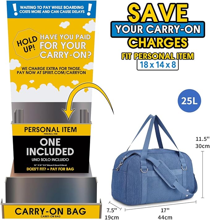 Narwey For Spirit Airlines Personal Item Bag 18x14x8, Small Duffle Bag for Travel Duffel for Traveling, Carry on Bag for Airplanes Underseat Overnight for Women and Men (Navy Blue)